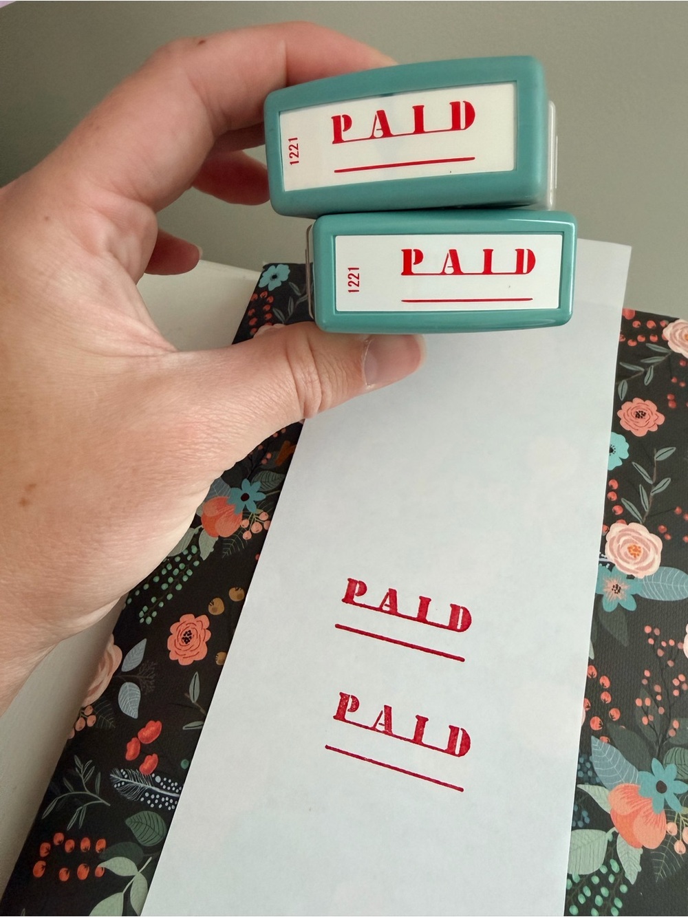 Paid Stamp Self-Inking Rubber Stamp - Red Ink